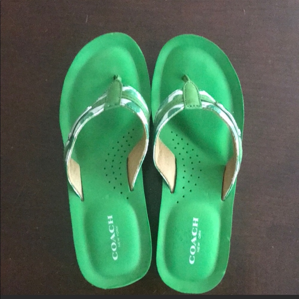Coach wedge flip flops. Worn twice